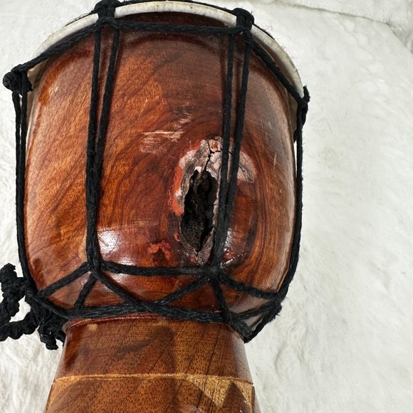 Djembe Drum Hand Carved Bongo African Inspired Music Decor Natural wood - Picture 5 of 10